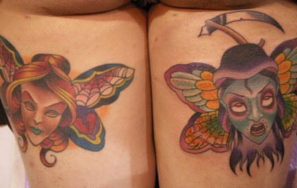 Tattoos - Eric Merrill - thigh erflies